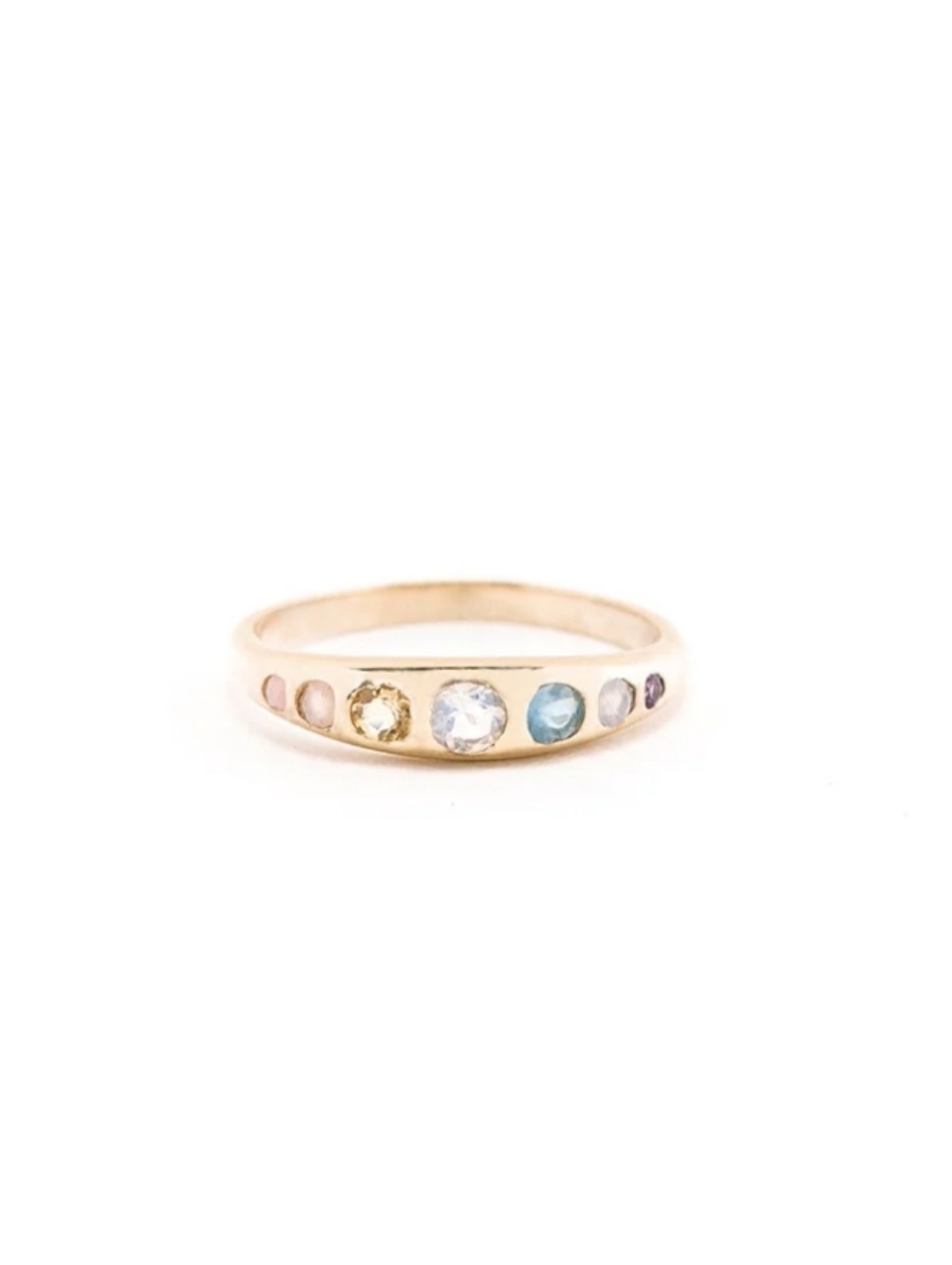 10k Solid Yellow Gold She's An Artist Ring With Semi Precious Stones